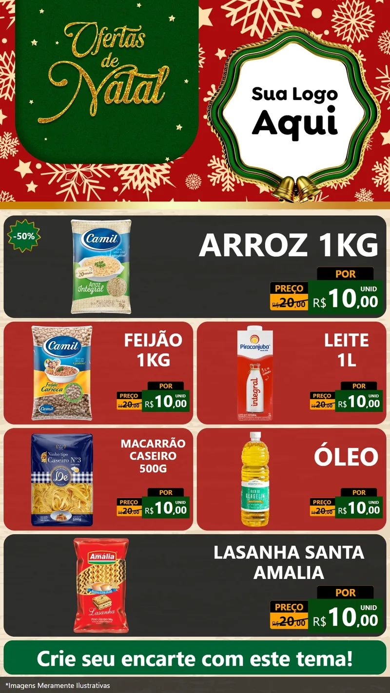 Modelo de TV para TV Vertical com o tema Natal de Ofertas para Supermercado