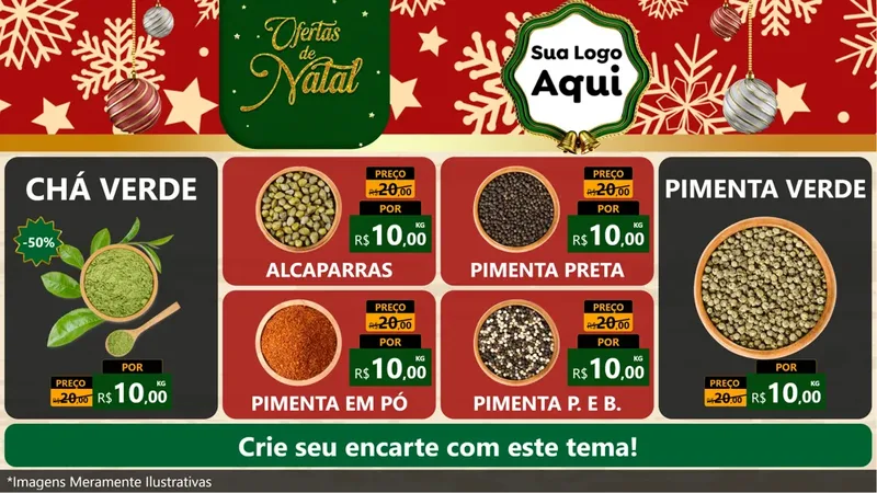Modelo de TV para TV Horizontal com o tema Natal de Ofertas para Produtos Naturais