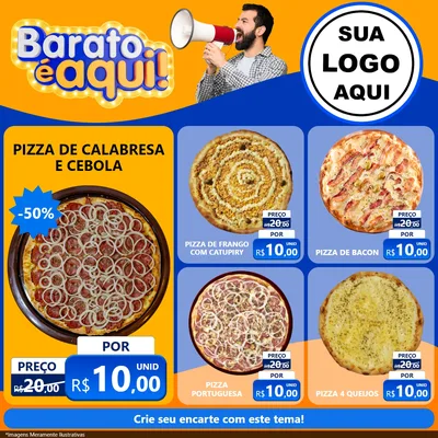 Modelo de Rede Social para Feed Facebook com o tema Barato é aqui para Pizzaria