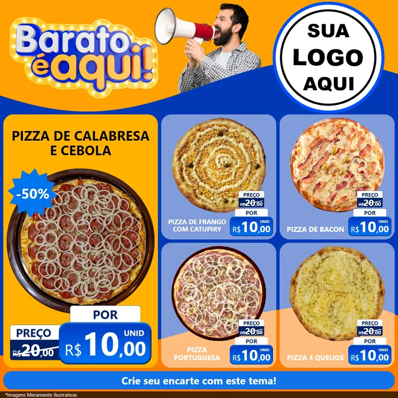 Modelo de Rede Social para Feed Facebook com o tema Barato é aqui para Pizzaria