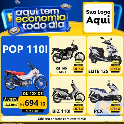 Modelo de Rede Social para Feed Facebook com o tema Aqui Tem Economia Todo Dia para Concessionaria de Motos