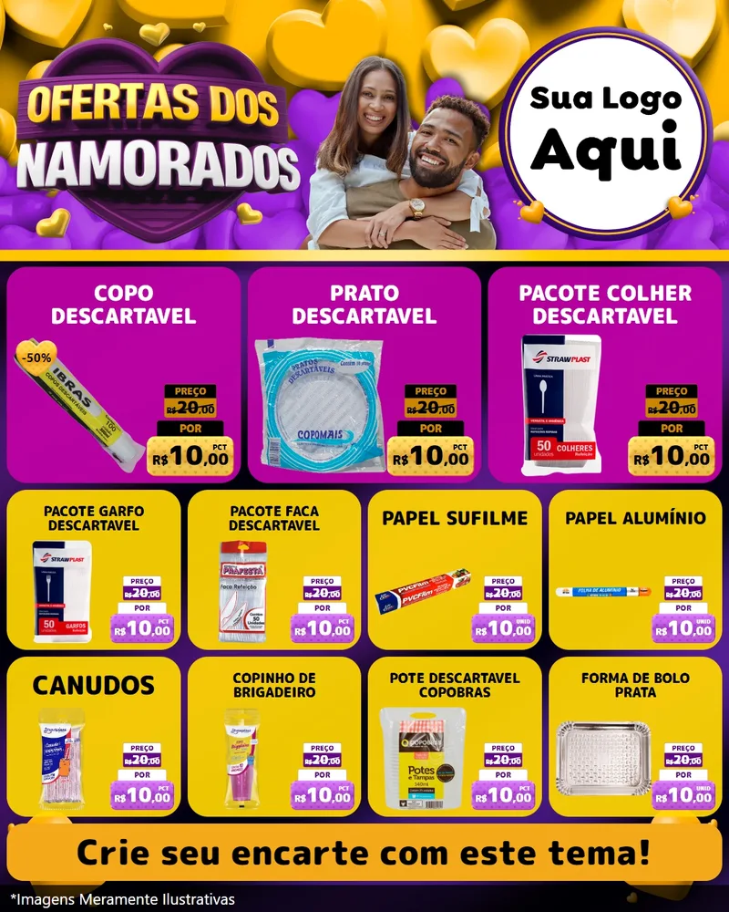 Modelo de Rede Social para Feed Instagram com o tema Oferta Dos Namorados para Embalagens