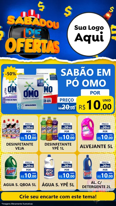 Modelo de Rede Social para Stories com o tema Sabadou de Ofertas para Produtos de Limpeza