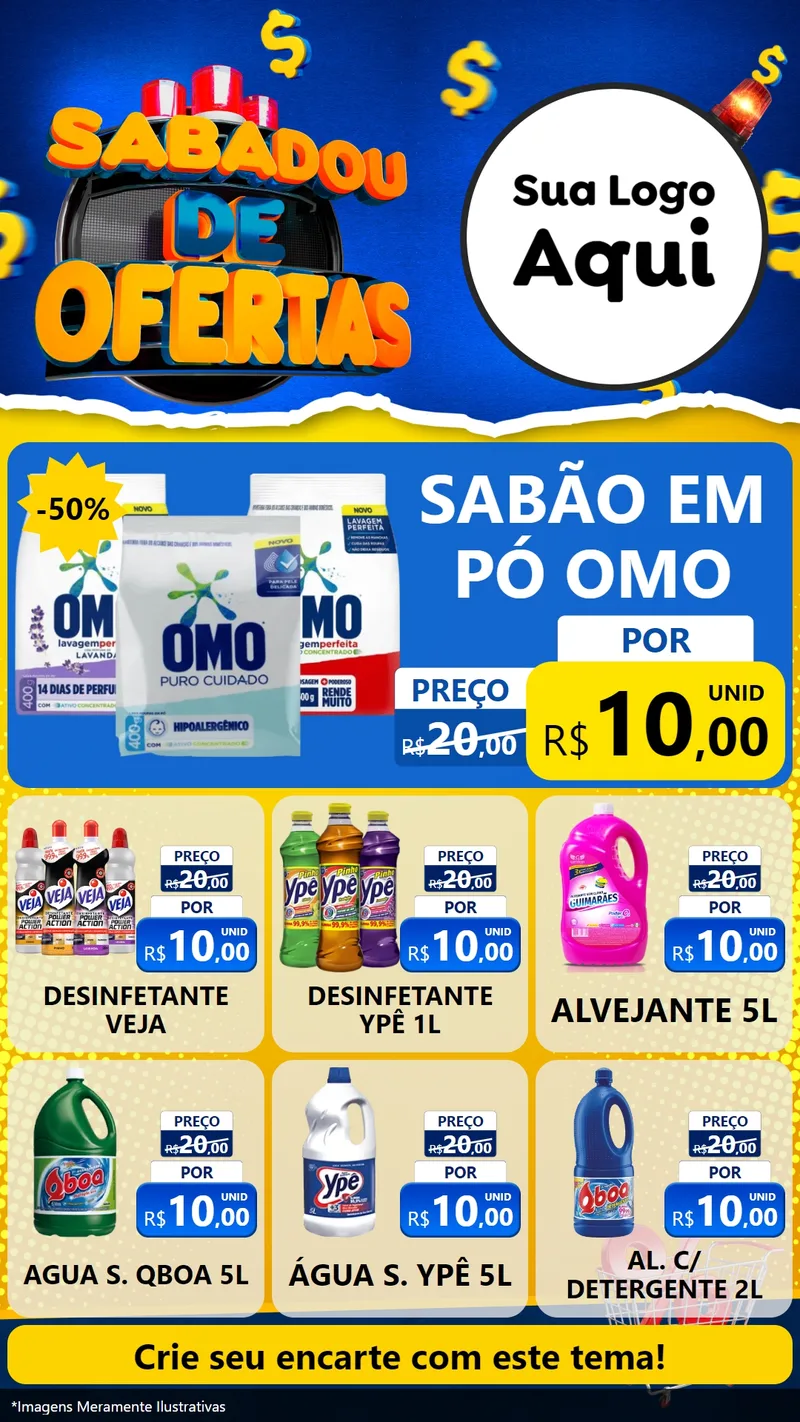 Modelo de Rede Social para Stories com o tema Sabadou de Ofertas para Produtos de Limpeza