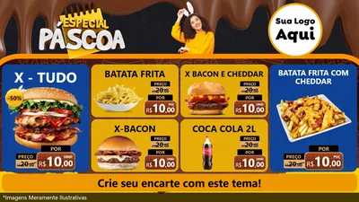 Modelo de TV para TV Horizontal com o tema Especial Páscoa para Hamburgueria
