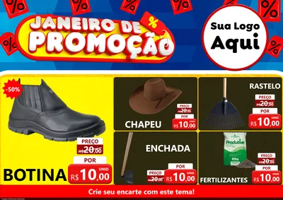 Modelo de Encarte para Encarte A4 Horizontal com o tema Janeiro de Promoção para Agropecuária