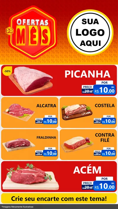 Modelo de TV para TV Vertical com o tema Ofertas do Mês para Açougue
