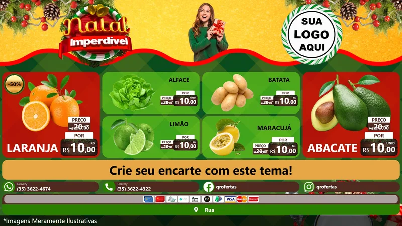 Modelo de TV para TV Horizontal com o tema Natal Imperdível para Hortifrúti