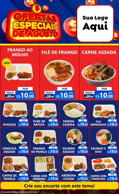 Modelo de Encarte para Encarte Grande com o tema Ofertas Especiais de Agosto para Restaurante
