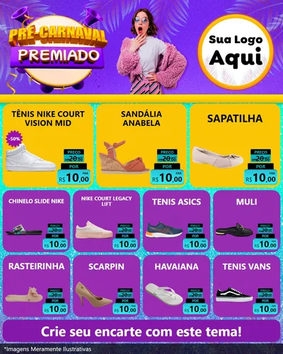 Modelo de Rede Social para Feed Instagram com o tema Pré-Carnaval Premiado para Calçados