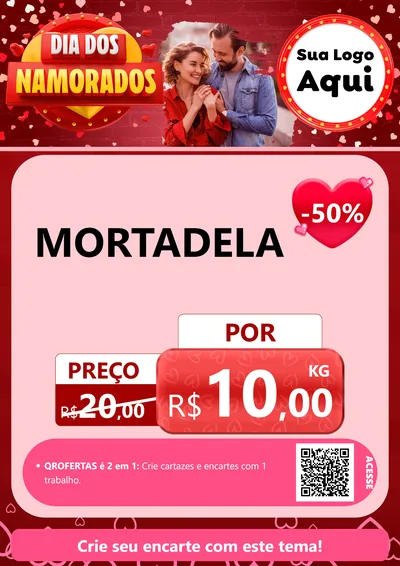 Modelo de Cartaz para Cartaz A4 Vertical com o tema Dia Dos Namorados para Frios e Laticínios