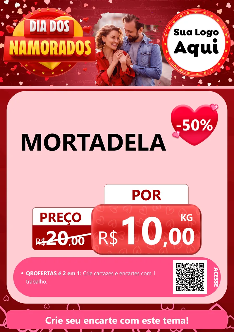 Modelo de Cartaz para Cartaz A4 Vertical com o tema Dia Dos Namorados para Frios e Laticínios