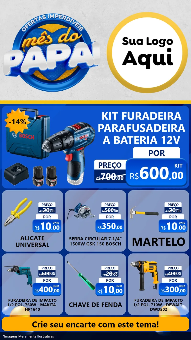 Modelo de Rede Social para Stories com o tema Ofertas Imperdíveis Mês Do Papai para Maquinas e Ferramentas