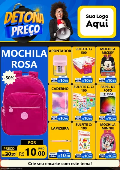 Modelo de Encarte para Encarte A4 Vertical com o tema Detona Preços para Papelaria