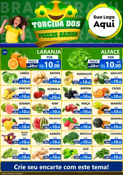 Modelo de Encarte para Encarte A4 Vertical com o tema Torcida dos Preços Baixos - Copa para Hortifrúti