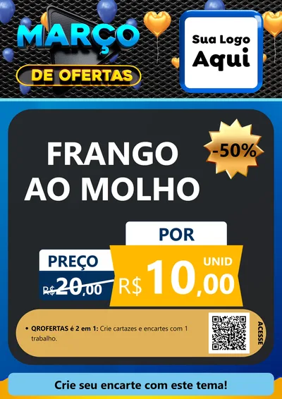 Modelo de Cartaz para Cartaz A4 Vertical com o tema Março de Ofertas para Restaurante