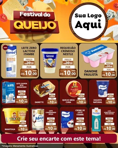 Modelo de Rede Social para Feed Instagram com o tema Festival do Queijo para Frios e Laticínios