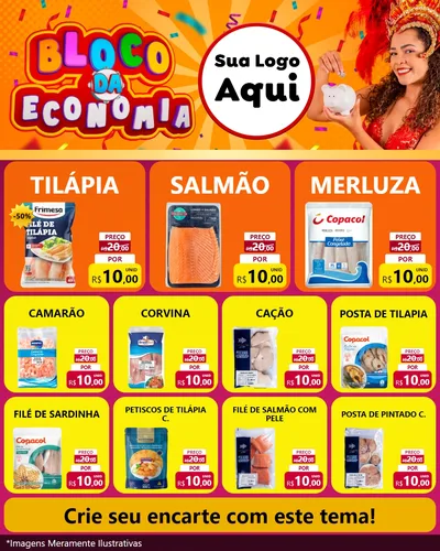 Modelo de Rede Social para Feed Instagram com o tema Bloco da Economia para Peixaria