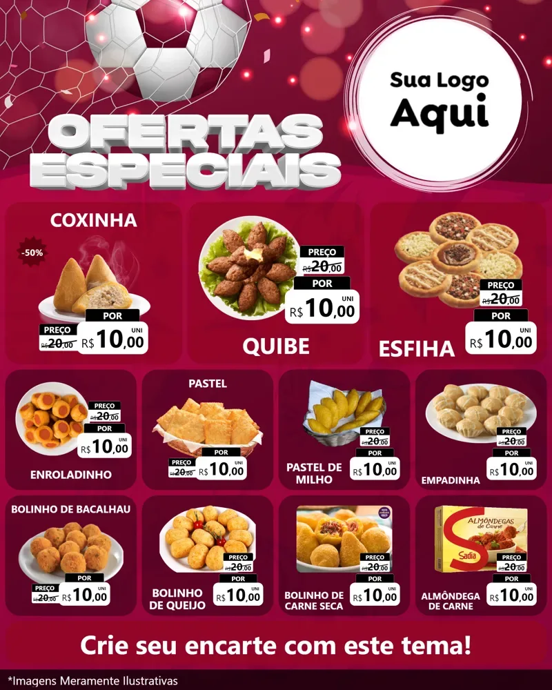 Modelo de Rede Social para Feed Instagram com o tema Ofertas Especiais - Futebol para Salgadaria