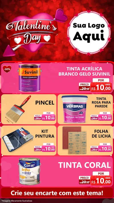 Modelo de TV para TV Vertical com o tema Valentine's Day para Tintas e Ferramentas
