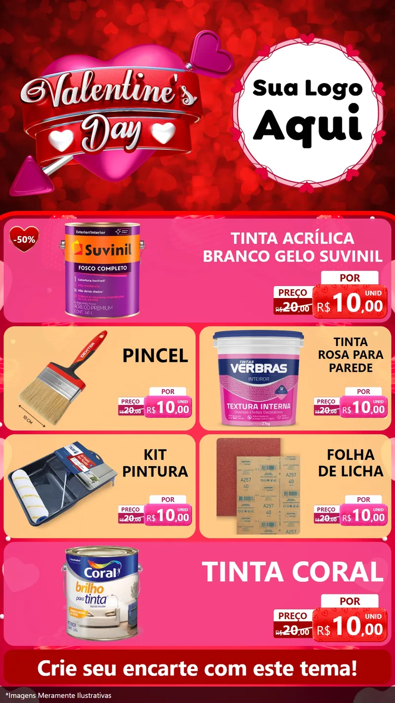 Modelo de TV para TV Vertical com o tema Valentine's Day para Tintas e Ferramentas