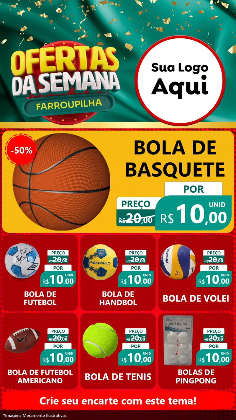 Modelo de Rede Social para Stories com o tema Ofertas da Semana Farroupilha para Artigos Esportivos