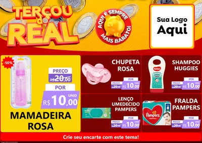 Modelo de Encarte para Encarte A4 Horizontal com o tema Terçou do Real para Bebês