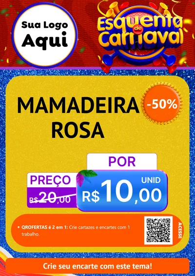 Modelo de Cartaz para Cartaz A4 Vertical com o tema Esquenta de Carnaval para Bebês