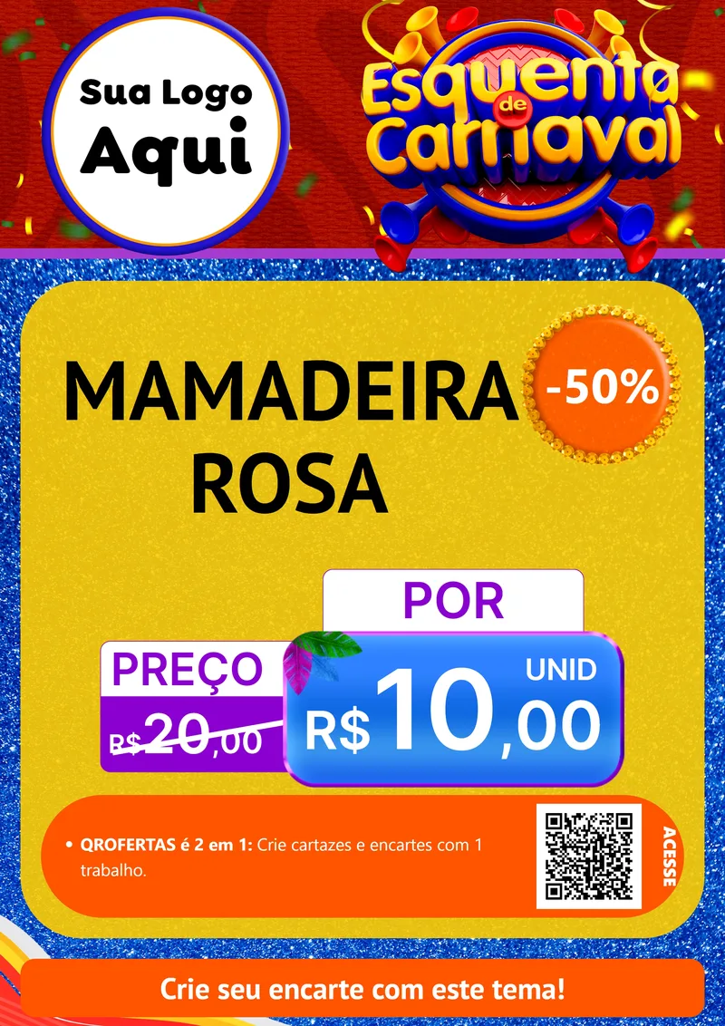 Modelo de Cartaz para Cartaz A4 Vertical com o tema Esquenta de Carnaval para Bebês