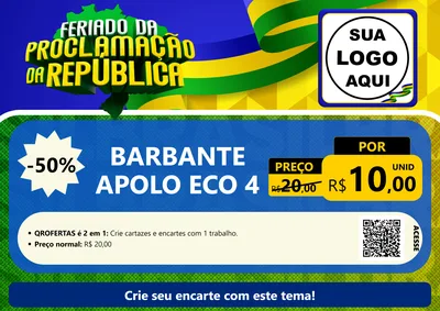 Modelo de Cartaz para Cartaz A4 Horizontal com o tema Feriado da Proclamação da República para Armarinho e Aviamentos