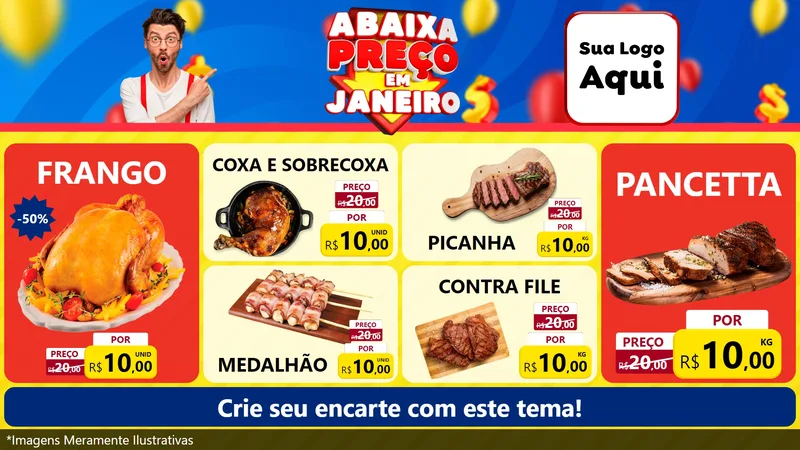 Modelo de TV para TV Horizontal com o tema Abaixa Preço em Janeiro para Assados