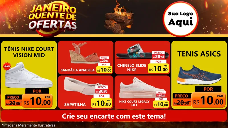 Modelo de TV para TV Horizontal com o tema Janeiro Quente de Ofertas para Calçados