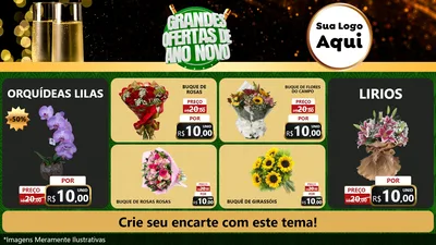 Modelo de TV para TV Horizontal com o tema Grandes Ofertas de Ano Novo para Floricultura e jardim