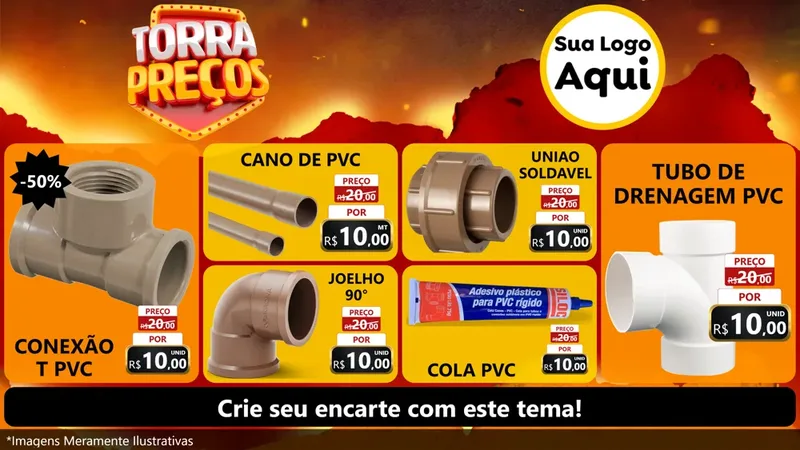 Modelo de TV para TV Horizontal com o tema Torra Preços para Tubos e conexões