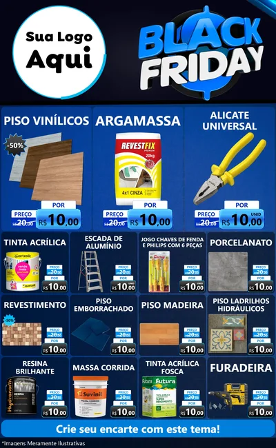 Modelo de Encarte para Encarte Grande com o tema Black Friday para Material para Construção