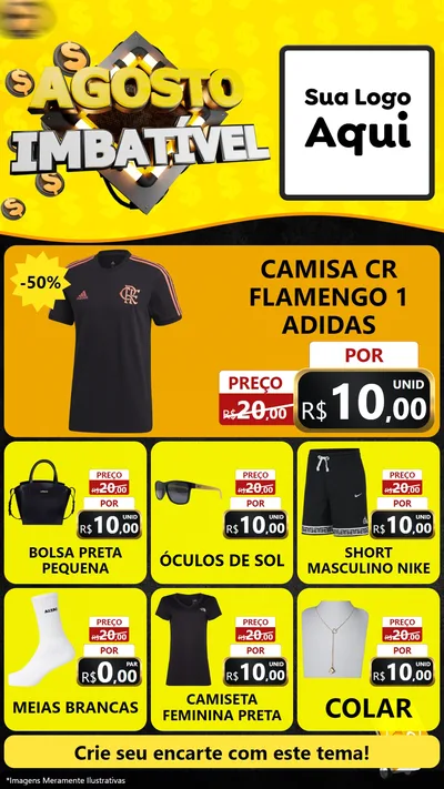 Modelo de Rede Social para Stories com o tema Agosto Imbatível para Roupas e acessórios