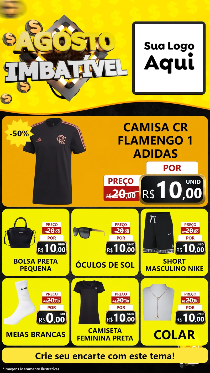 Modelo de Rede Social para Stories com o tema Agosto Imbatível para Roupas e acessórios