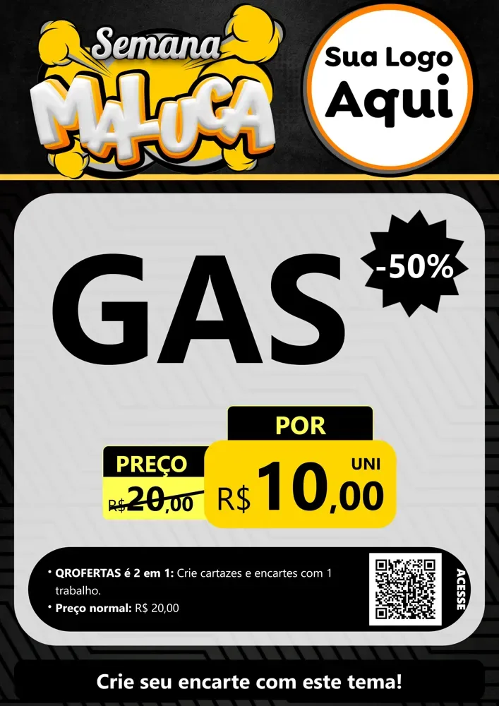 Modelo de Cartaz para Cartaz A4 Vertical com o tema Semana Maluca para Água e gás