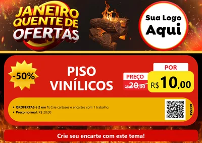 Modelo de Cartaz para Cartaz A4 Horizontal com o tema Janeiro Quente de Ofertas para Material para Construção