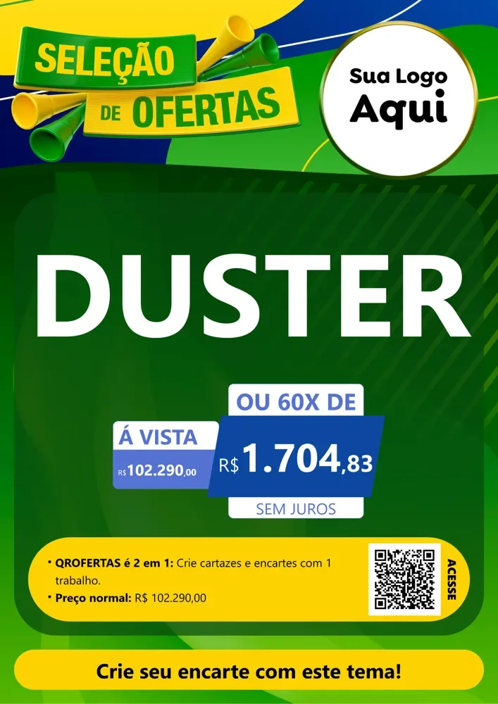 Modelo de Cartaz para Cartaz A4 Vertical com o tema Seleção de Ofertas - Copa para Concessionaria de Carros