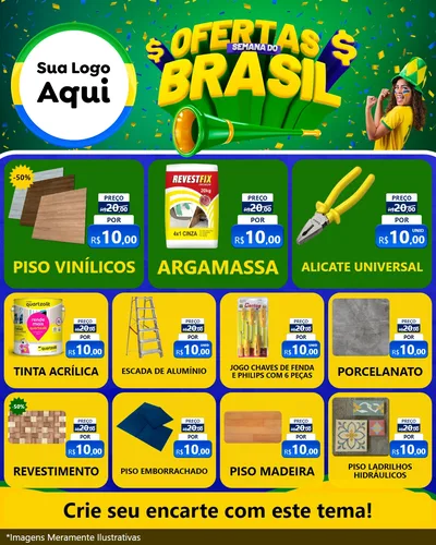 Modelo de Rede Social para Feed Instagram com o tema Ofertas Semana do Brasil para Material para Construção