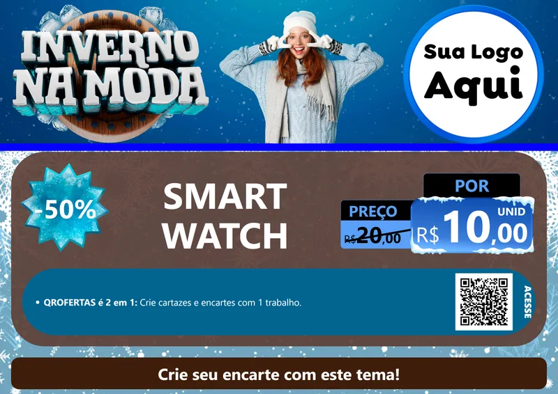 Modelo de Cartaz para Cartaz A4 Horizontal com o tema Inverno na Moda para Informática