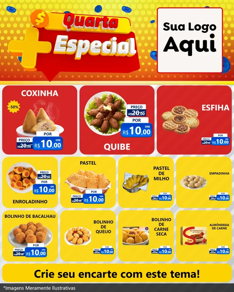 Modelo de Rede Social para Feed Instagram com o tema Quarta Mais Especial para Salgadaria