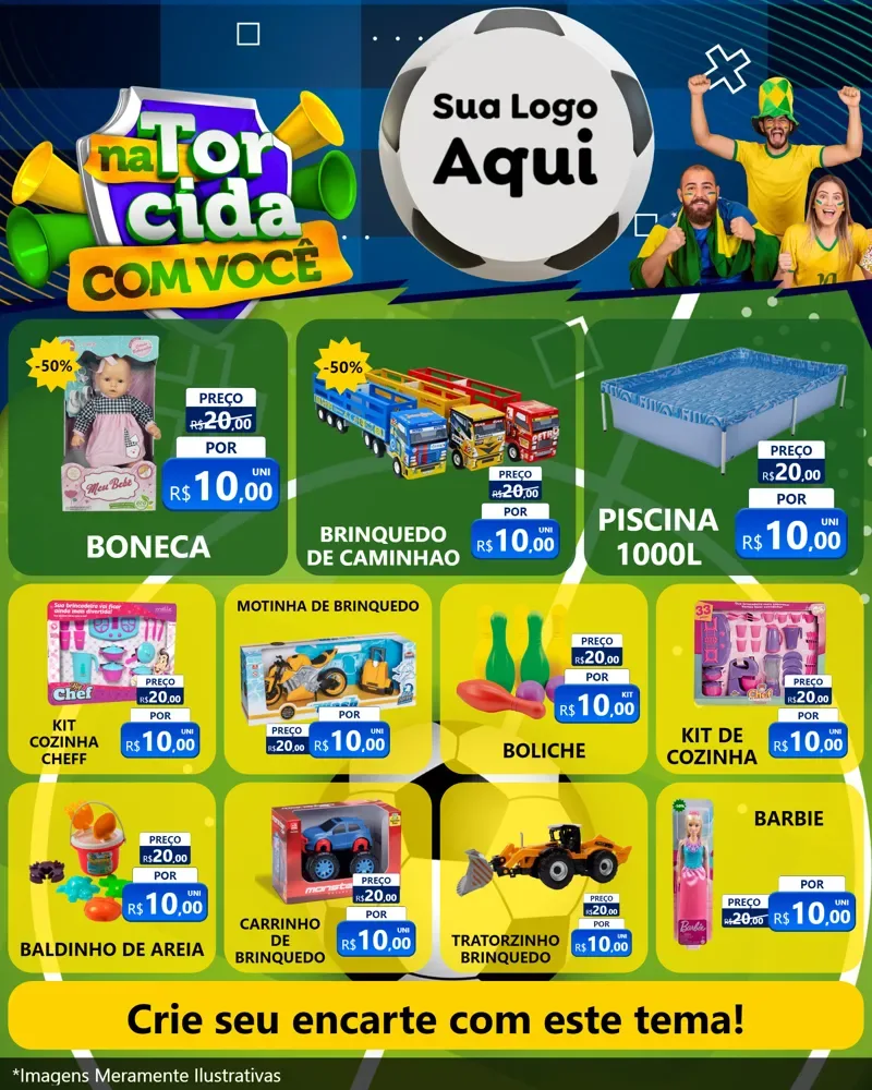 Modelo de Rede Social para Feed Instagram com o tema Na Torcida Com Você - Copa para Brinquedos