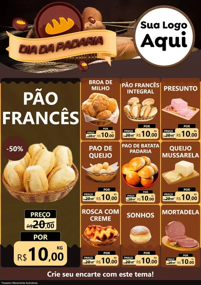 Modelo de Encarte para Encarte A4 Vertical com o tema Dia da Padaria para Padaria