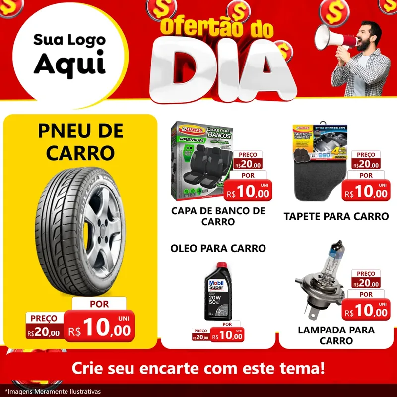 Modelo de Rede Social para Feed Facebook com o tema Ofertão do dia para Auto peças