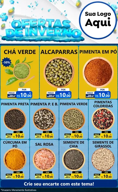 Modelo de Encarte para Encarte Grande com o tema Ofertas de Inverno para Produtos Naturais