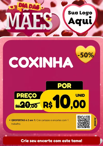 Modelo de Cartaz para Cartaz A4 Vertical com o tema Dia Das Mães para Salgadaria