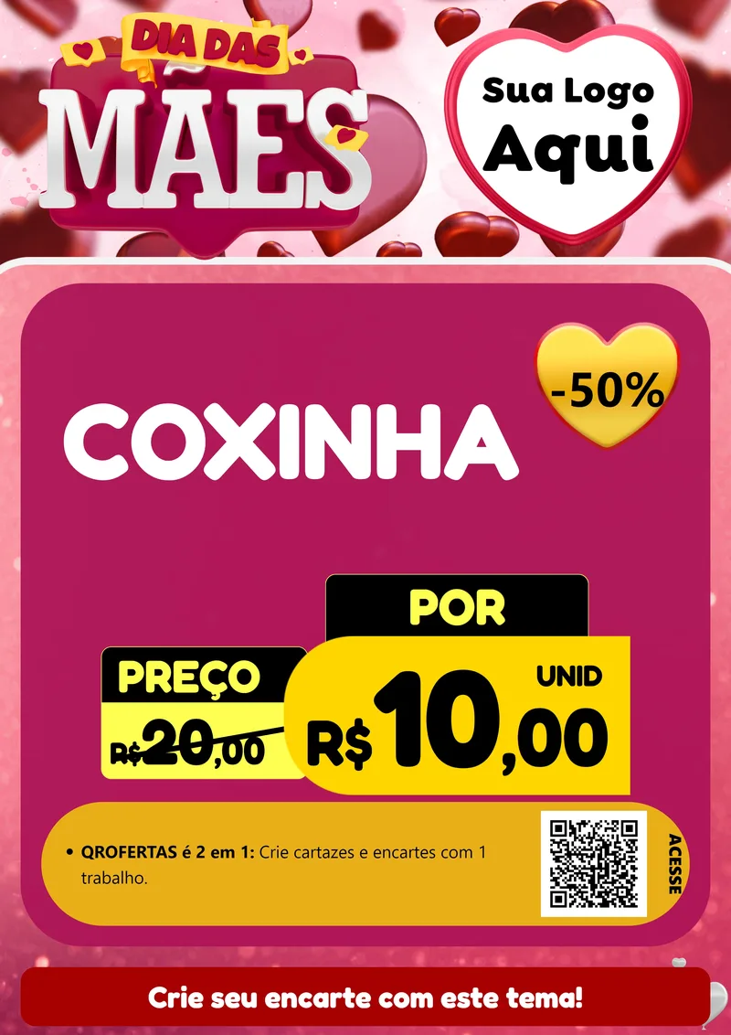 Modelo de Cartaz para Cartaz A4 Vertical com o tema Dia Das Mães para Salgadaria