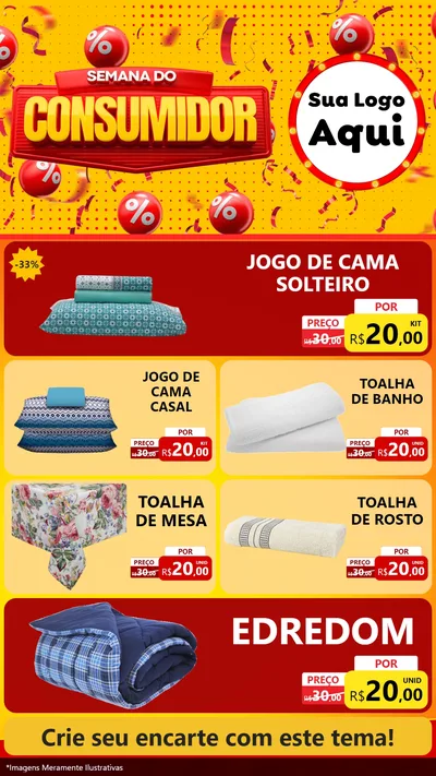 Modelo de TV para TV Vertical com o tema Semana do Consumidor para Cama, Mesa e Banho